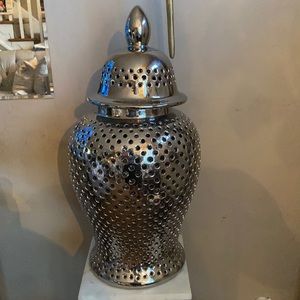 Silver 25” ginger jar